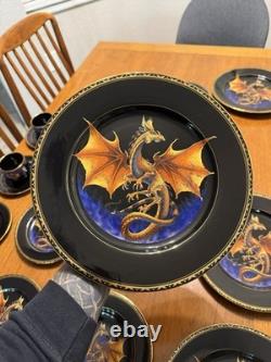 NEW RARE 20 Piece 4 Place Settings Franklin Mint Dragon Dynasty Dinnerware Gold