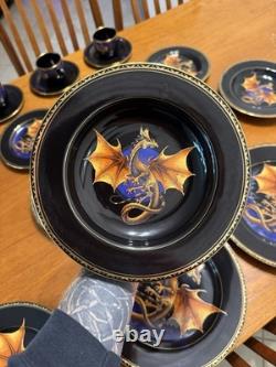 NEW RARE 20 Piece 4 Place Settings Franklin Mint Dragon Dynasty Dinnerware Gold