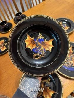 NEW RARE 20 Piece 4 Place Settings Franklin Mint Dragon Dynasty Dinnerware Gold