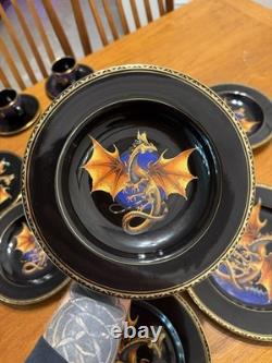 NEW RARE 20 Piece 4 Place Settings Franklin Mint Dragon Dynasty Dinnerware Gold