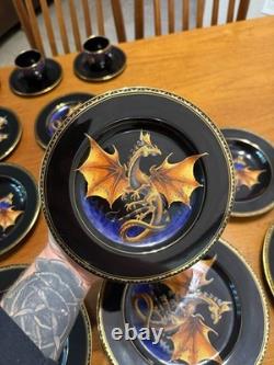NEW RARE 20 Piece 4 Place Settings Franklin Mint Dragon Dynasty Dinnerware Gold