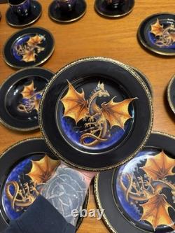 NEW RARE 20 Piece 4 Place Settings Franklin Mint Dragon Dynasty Dinnerware Gold