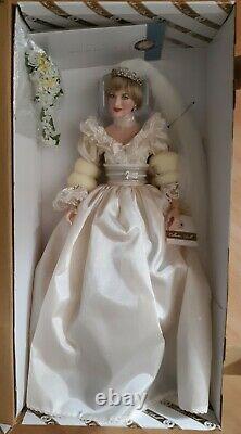 NIB Franklin Mint Diana Portrait of a Bridal Princess Porcelain Doll COA