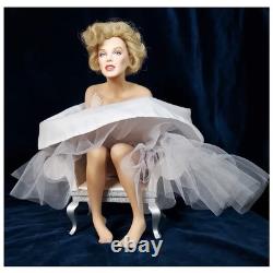 NIB Franklin Mint Marilyn Monroe Porcelain Doll Ballerina Seated Satin Bench