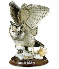 NIB Great Horned Owl Porcelain by George McMonigle 14 RARE FRANKLIN MINT