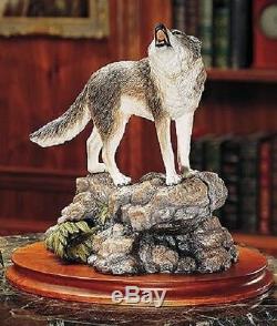 NIB WOLF PORCELAIN + WOOD BASE 11 1/2 x 9 1999 Price Was $295 FRANKLIN MINT