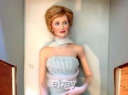 NOS Franklin Mint Diana Princess of Wales Porcelain Portrait Doll-Blue Chiffon
