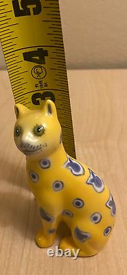 NR Franklin Mint Curio Cats Yellow & Blue TFM 3-1/8 Free Shipping