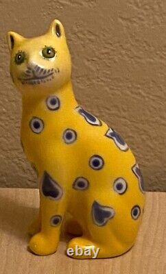 NR Franklin Mint Curio Cats Yellow & Blue TFM 3-1/8 Free Shipping