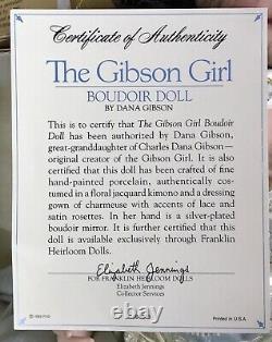 New In Box 1989 Franklin Mint Gibson Girl Boudoir Porcelain Doll 22 Mirror COA