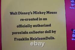 Nib 1990 Disney Doll Mickey Mouse 12 Premier Ed Porcelain Franklin Mint Hallmrk