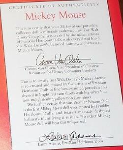 Nib 1990 Disney Doll Mickey Mouse 12 Premier Ed Porcelain Franklin Mint Hallmrk