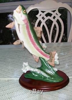 Nib Franklin Mint Rainbow Trout 13 Leaps From Water + Fish Lure & Line + Coa