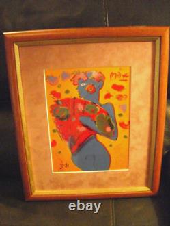 PETER MAX Fan Dancer Franklin Mint Porcelain Plaque Original Frame