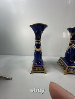 Pair Vintage Franklin Mint Egyptian Cat Candleholders by Roushdy Iskander Taras