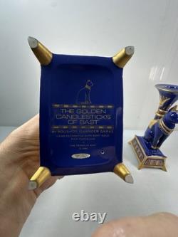 Pair Vintage Franklin Mint Egyptian Cat Candleholders by Roushdy Iskander Taras