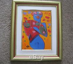 Peter Max Fan Dancer Framed Porcelain Plaque, COA Franklin Mint