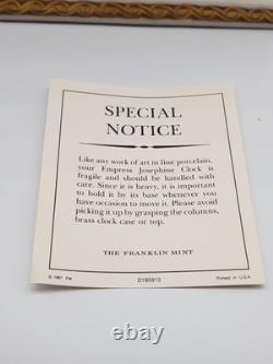 Porcelain Franklin Mint Empress Josephine Wind Up Clock Collectible Rare Gift