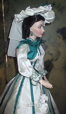 Porcelain Franklin Mint Gone With The Wind Scarlett Doll Rhett Promise Gown