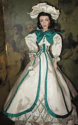 Porcelain Franklin Mint Gone With The Wind Scarlett Doll Rhett Promise Gown