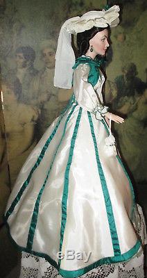 Porcelain Franklin Mint Gone With The Wind Scarlett Doll Rhett Promise Gown