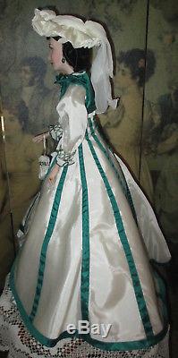 Porcelain Franklin Mint Gone With The Wind Scarlett Doll Rhett Promise Gown