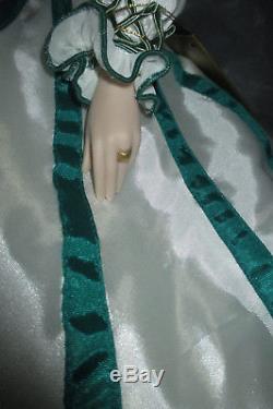 Porcelain Franklin Mint Gone With The Wind Scarlett Doll Rhett Promise Gown