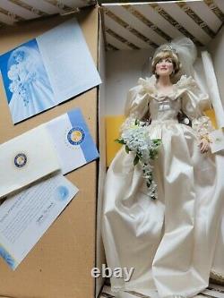 Princess Diana Doll Franklin Mint Porcelain Wedding/Bride Doll Limited Ed. COA