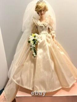 Princess Diana Doll Franklin Mint Porcelain Wedding Bride Doll Vintage GUC
