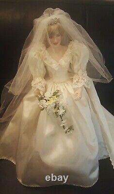 Princess Diana Doll Franklin Mint Porcelain Wedding Bride Missing Earring