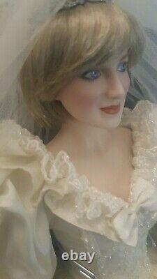 Princess Diana Doll Franklin Mint Porcelain Wedding Bride Missing Earring