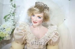 Princess Diana Doll Porcelain Wedding Bride Franklin Mint w Shipper COA NRFB