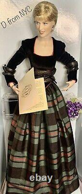 Princess Diana Franklin Mint Porcelain Doll Tartan Plaid & Black Velvet Gown NIB