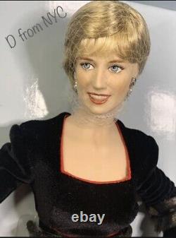 Princess Diana Franklin Mint Porcelain Doll Tartan Plaid & Black Velvet Gown NIB