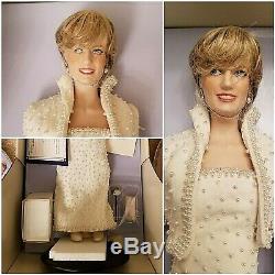 Princess Diana Porcelain Doll -White Gown Franklin Mint with 4 collector plates