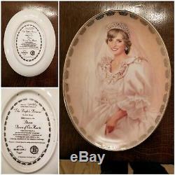 Princess Diana Porcelain Doll -White Gown Franklin Mint with 4 collector plates