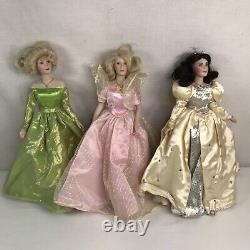 Qty (12) 1988 Franklin Mint Heirloom Porcelain Birthstone Gemstone Doll Set