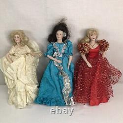 Qty (12) 1988 Franklin Mint Heirloom Porcelain Birthstone Gemstone Doll Set