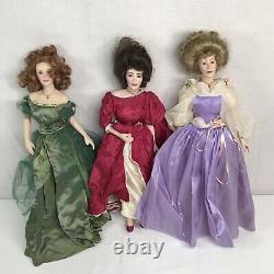 Qty (12) 1988 Franklin Mint Heirloom Porcelain Birthstone Gemstone Doll Set