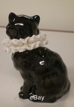 RARE! 1988 Franklin Mint Curio Cabinet Cats PORCELAIN LACE Collar Black Cat