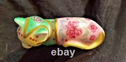 RARE FAMILLE ROSE Cat The Curio Cat Collection by Franklin Mint