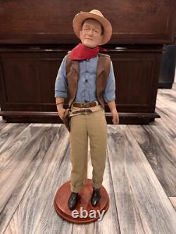 RARE FRANKLIN MINT 1990s JOHN WAYNE COWBOY HEIRLOOM 20 INCH PORCELAIN DOLL