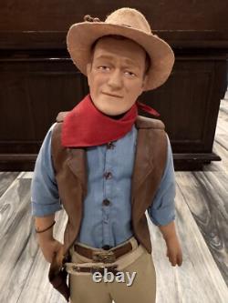 RARE FRANKLIN MINT 1990s JOHN WAYNE COWBOY HEIRLOOM 20 INCH PORCELAIN DOLL
