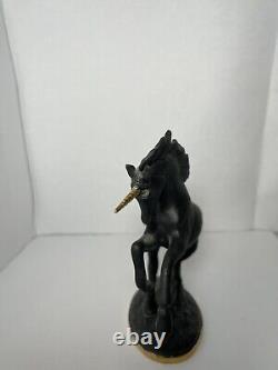 RARE Franklin Mint 1991 Black Basalt Porcelain Unicorn With Gold Horn