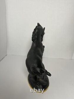 RARE Franklin Mint 1991 Black Basalt Porcelain Unicorn With Gold Horn