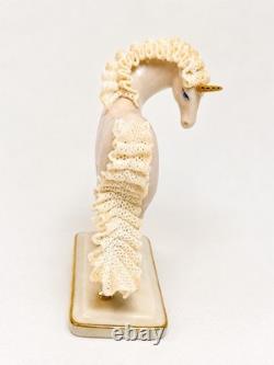 RARE Franklin Mint David Cornell Porcelain Lace Unicorn TFM 1991 Gold
