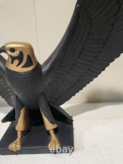 RARE- Franklin Mint Falcon of The Nile Black Porcelain Statue Egypt Gold