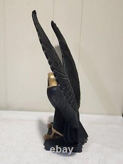 RARE- Franklin Mint Falcon of The Nile Black Porcelain Statue Egypt Gold