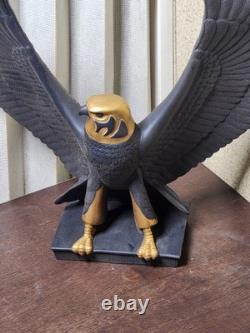 RARE-Franklin Mint Falcon of The Nile Black Porcelain Statue Egypt Gold VTG 24KT