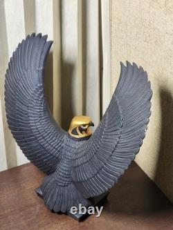 RARE-Franklin Mint Falcon of The Nile Black Porcelain Statue Egypt Gold VTG 24KT